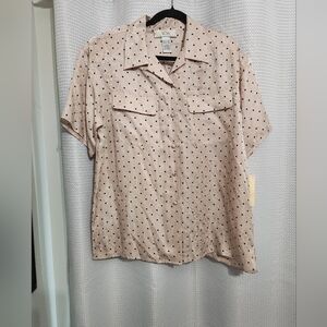 Nexx Beige Polka Dot Blouse 100% Silk Vintage Top